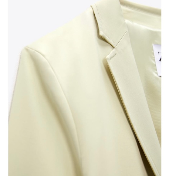 NWT Zara SATIN EFFECT BLAZER SEA GREEN M - Picture 10 of 15
